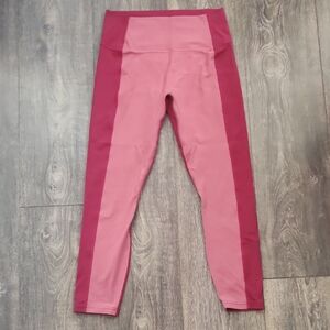Athleta Pink Red Colorblock Transcend Tight Leggings - Medium